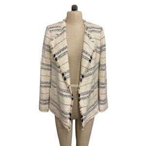 Express Womens Striped Fringe-Trim Blazer Jacket XS